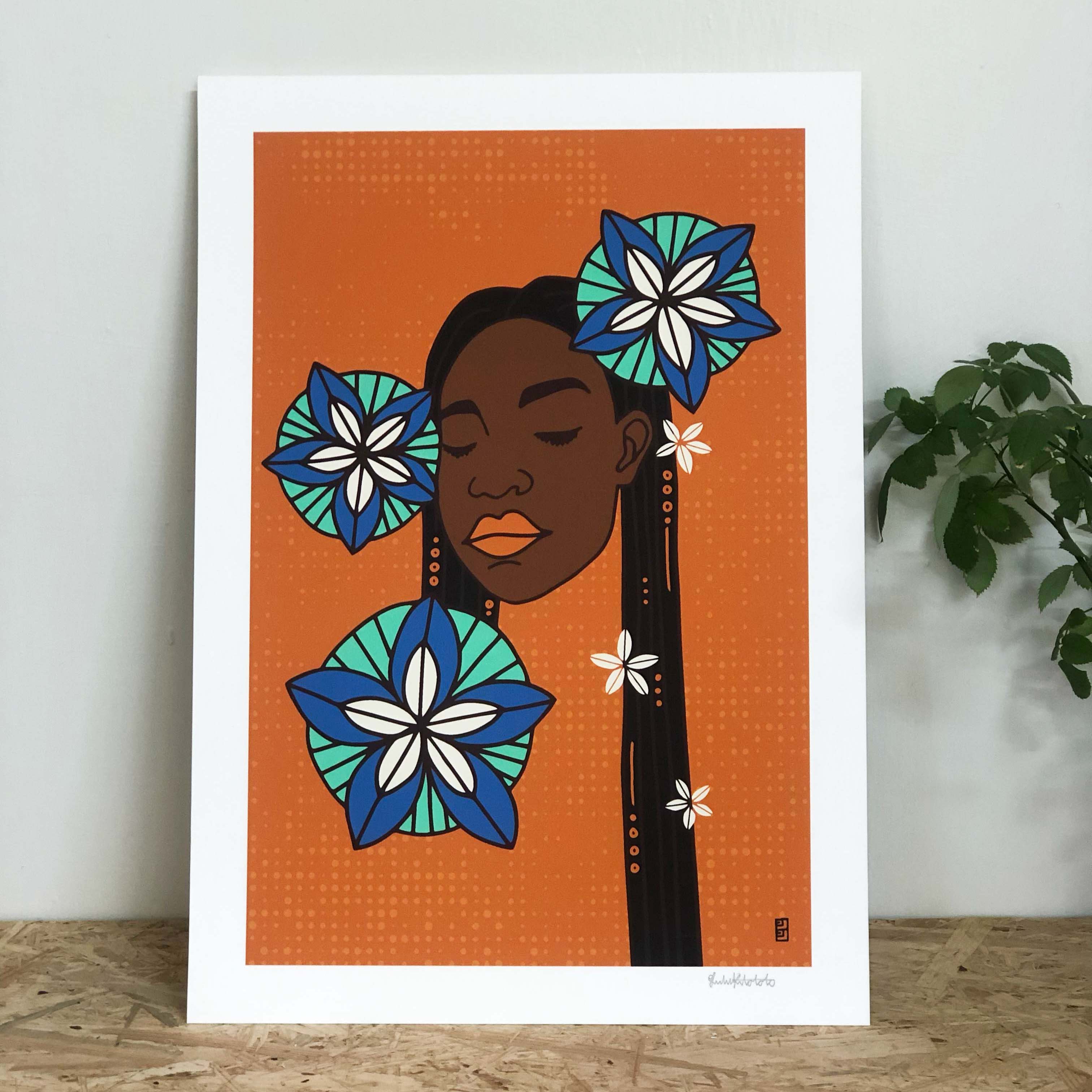 Zodiac Sign Virgo A3 Art Print  by Lulu Kitololo