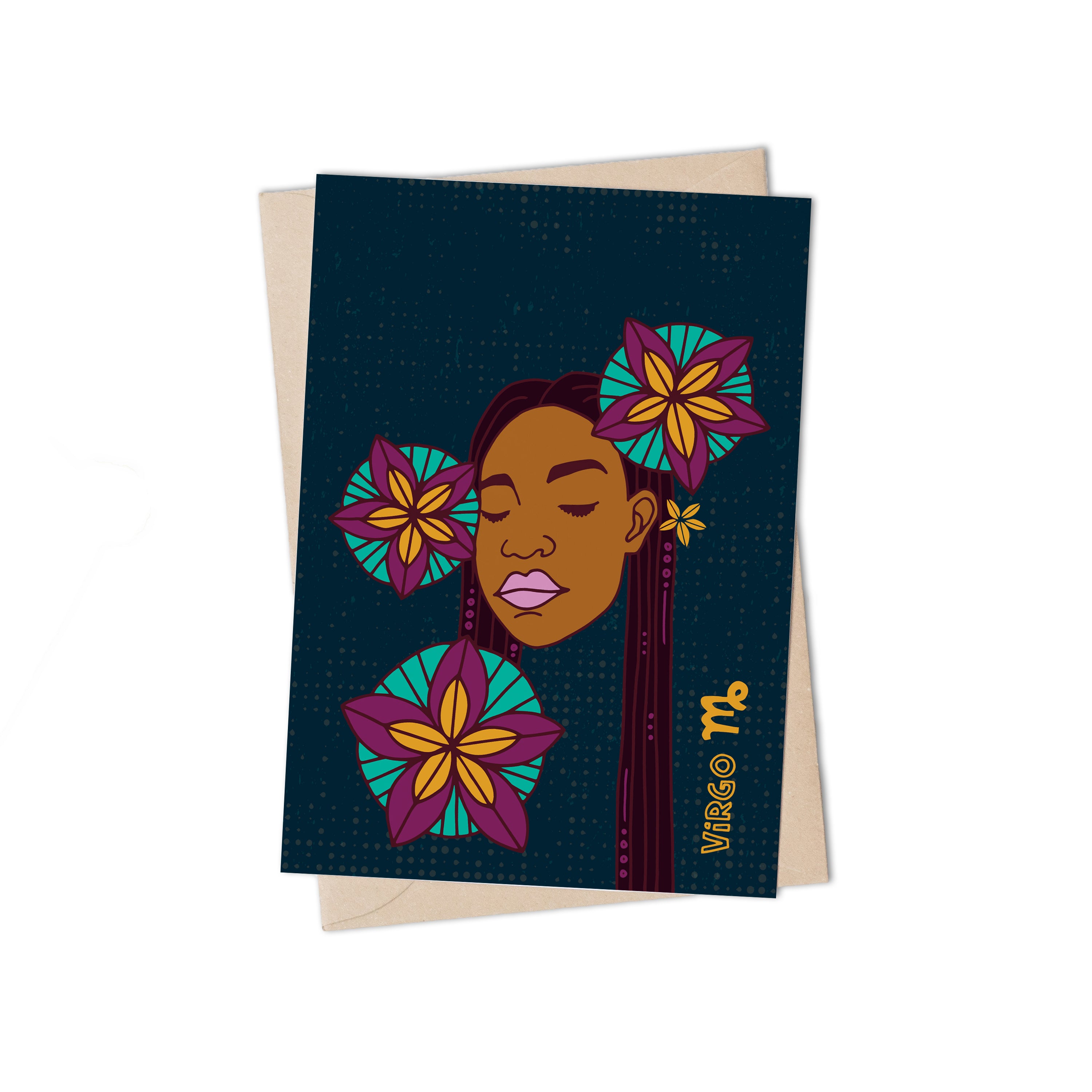Zodiac Sign Virgo Greeting card by Lulu Kitololo